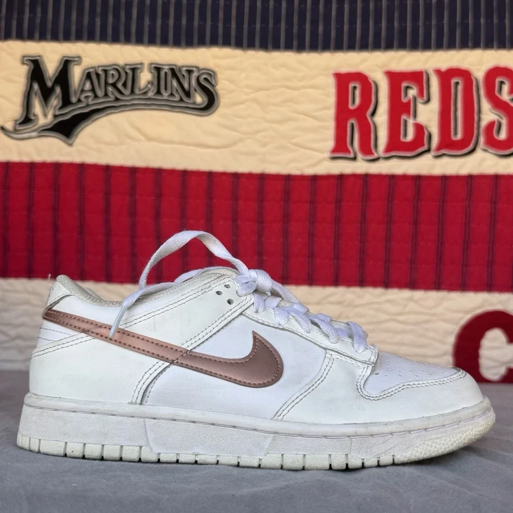 Size 6.5y - Nike Dunk‎ Low GS Shoes DH9765-100 White Metallic Red Bronze Rose